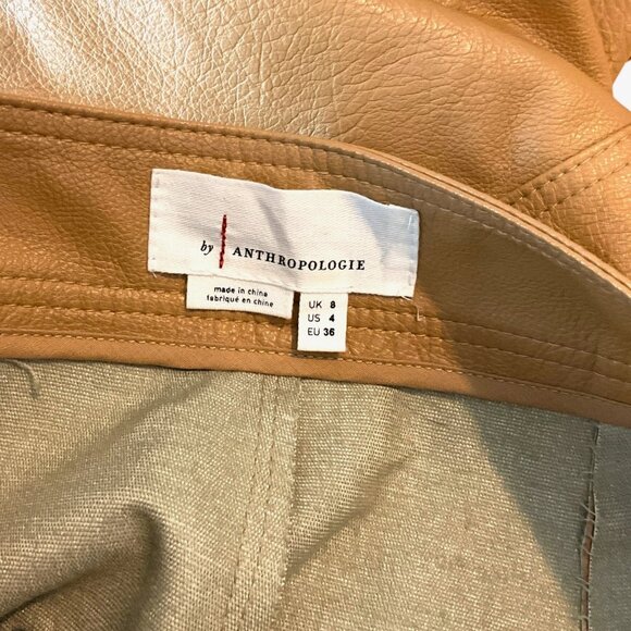 by Anthropologie Faux Leather Cargo Utility Pants Brown US Size 4 High Rise - Picture 8 of 11
